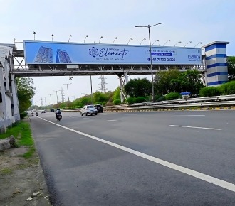 Foot over bridge with advertisement banner